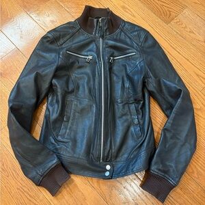 TRF Faux Leather Bomber Jacket Brown | Women’s (Fits Like S/M)
